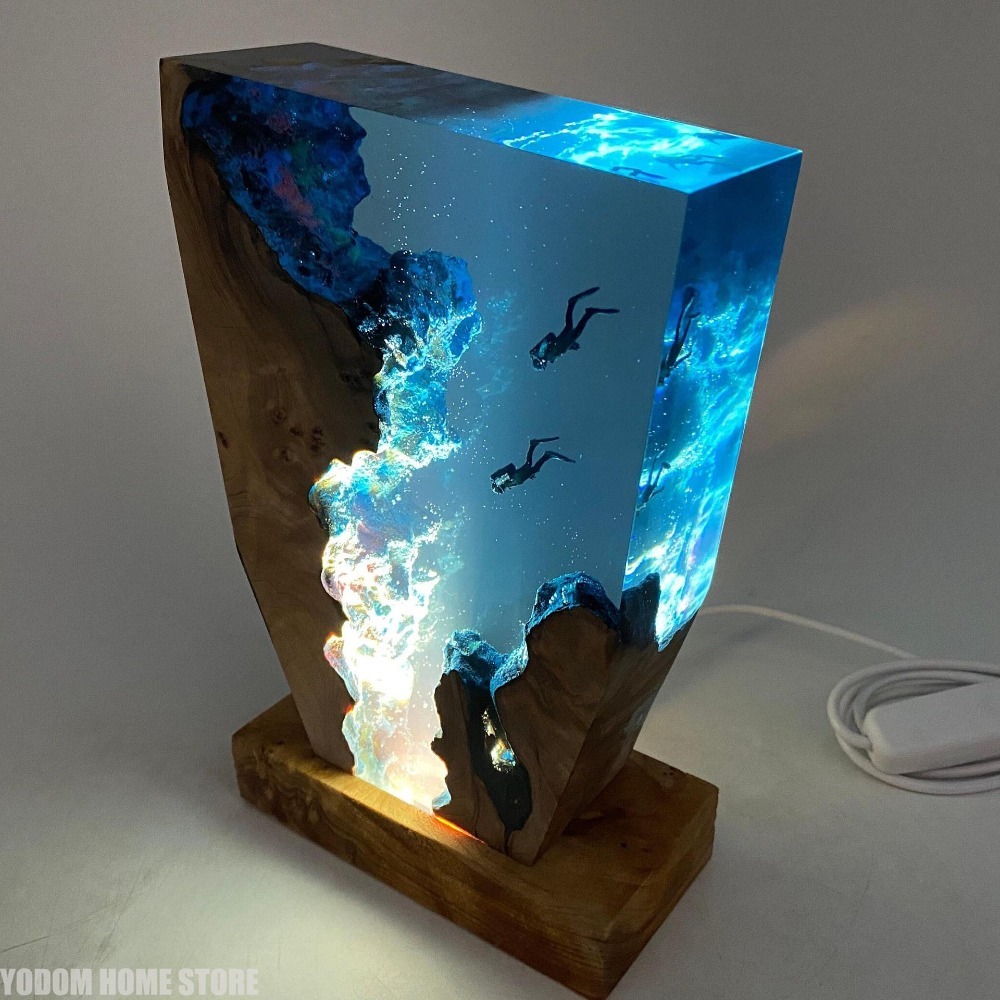 Resin Art World - Nieuwe Seabed World Organism Resin Tafellamp