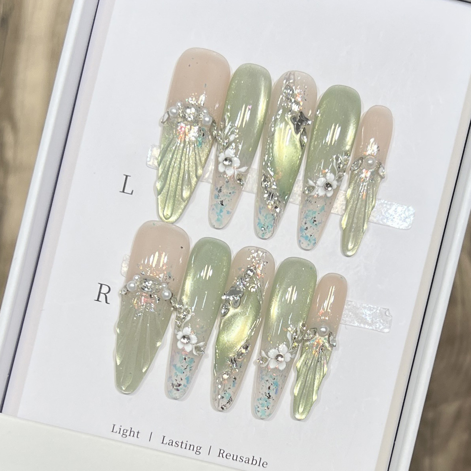 Resin Art Flower - 10 stuks lange amandel nepnagels tips