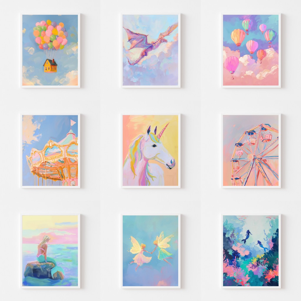 Resin Art World - Magische pastelkleurige muurkunstposter Sprookjeswereld Diamantschilderij Grillige
