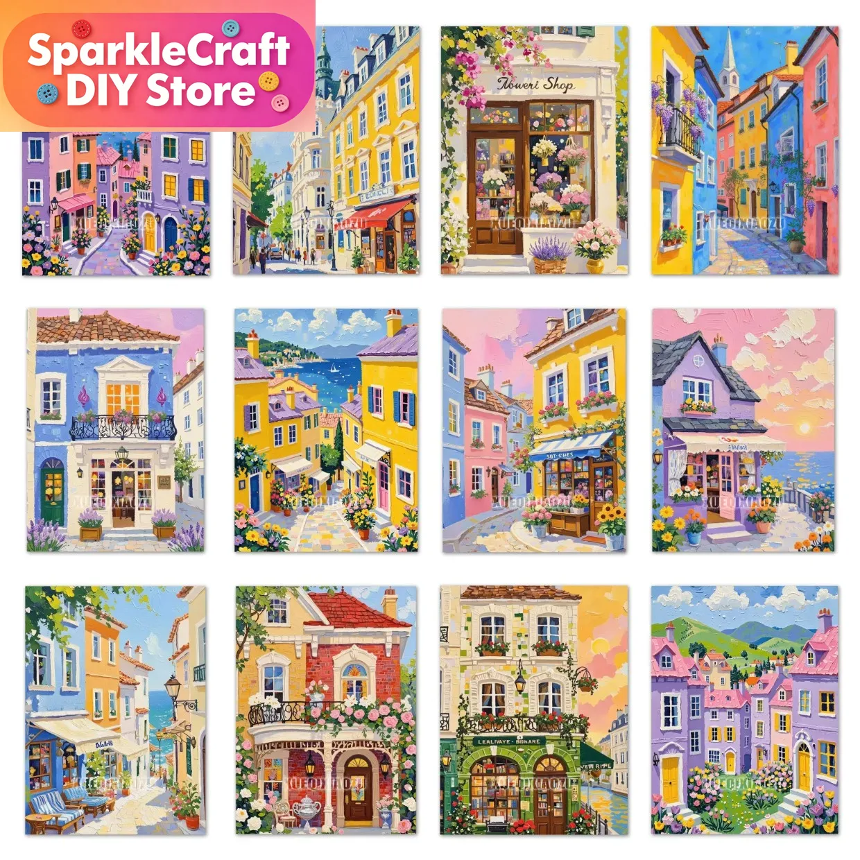 Resin Art World - Cartoon sprookjeswereld kleurrijke stad landschap diamant