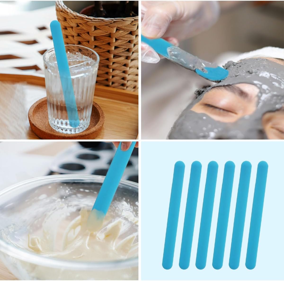 Glitter Powder Resin - 4 stuks siliconen roerstaafjes, herbruikbare siliconen