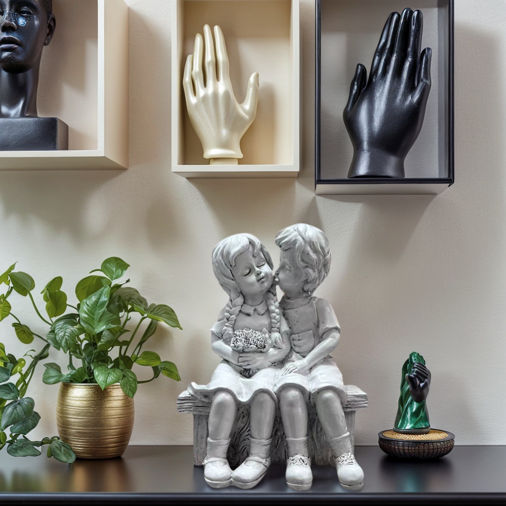 Resin Art Aesthetic - Schattig klein jongens- en meisjesbeeldje van