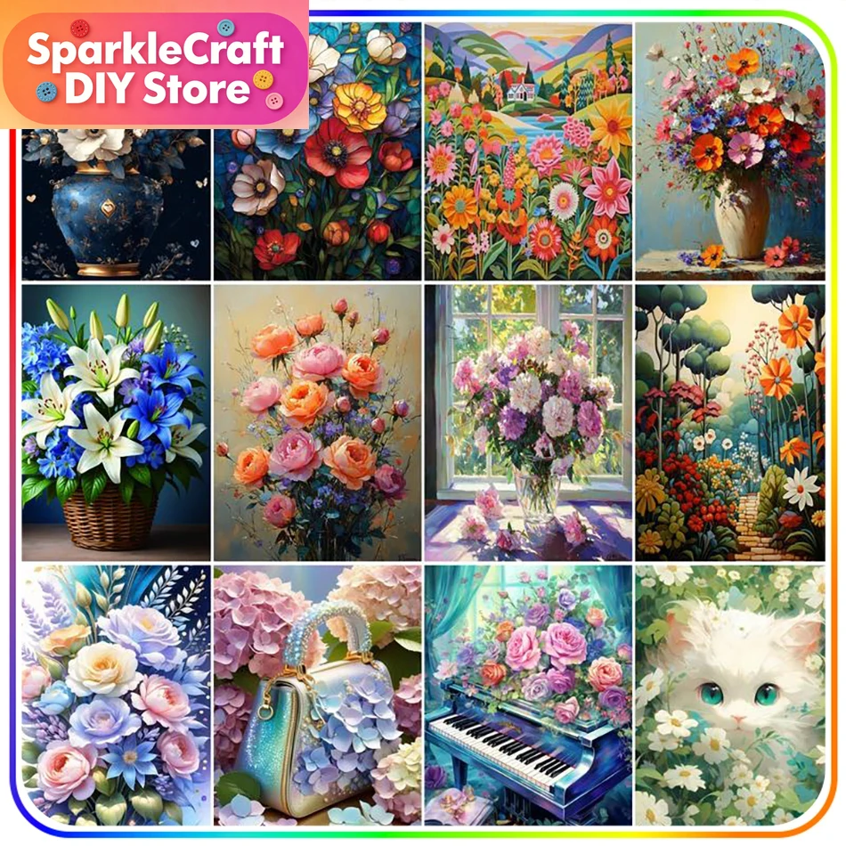Resin Art With Flowers - 1 stuk frameloze Diamond Painting Kits