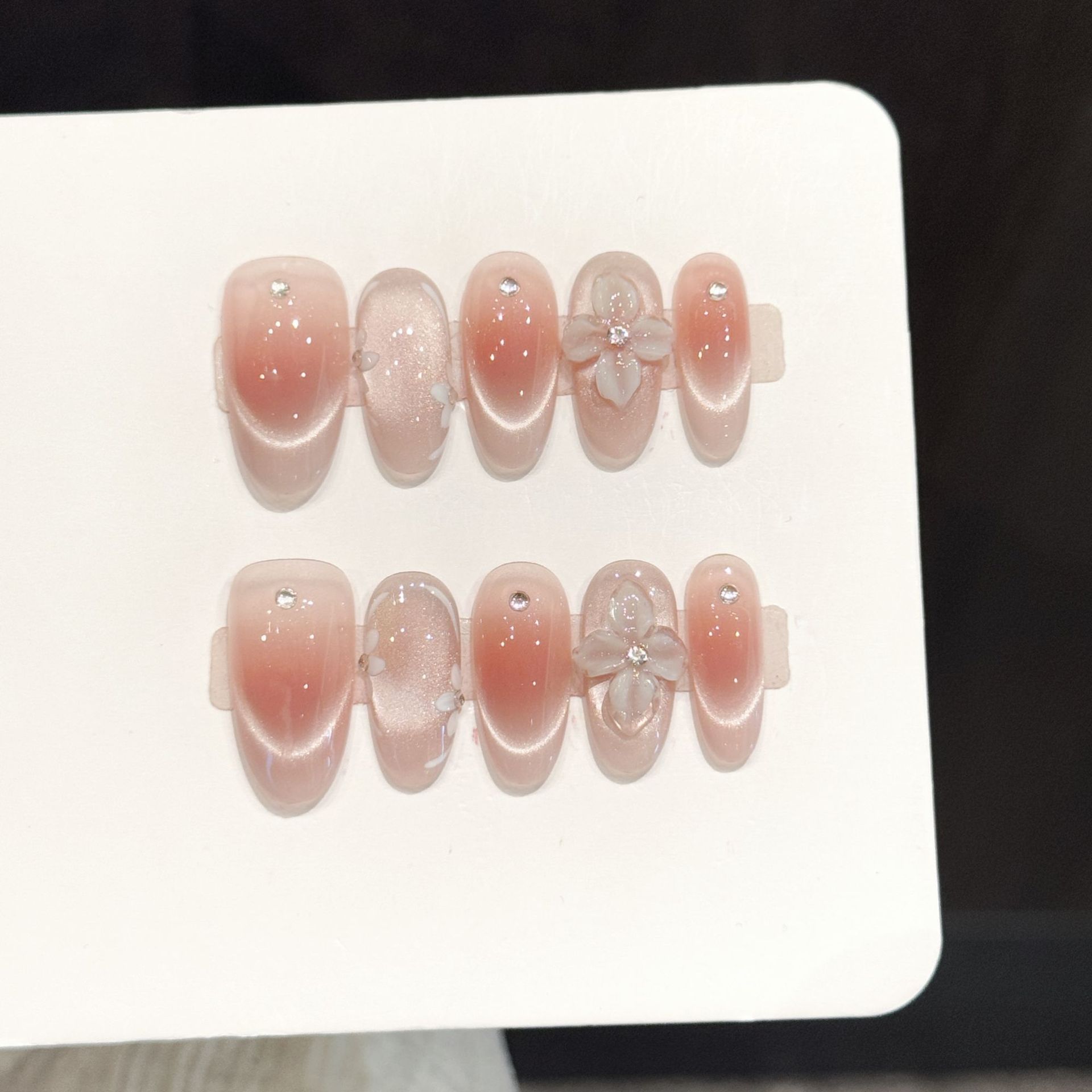 Resin Art Flower - 10 stuks handgemaakte opzetnagels, ijs transparant,